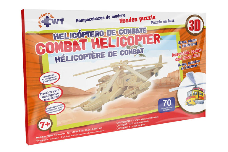 Combat Helicopter Stem Brain Teasers 3D Wooden Animal Puzzles