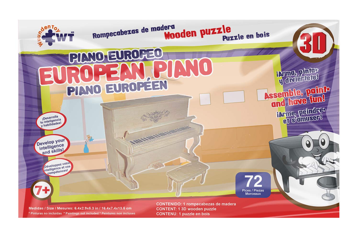 European Piano Stem Brain Teasers 3D Wooden Animal Puzzles