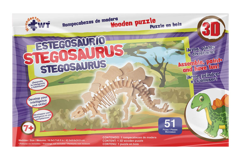 Stegosaurus Stem Brain Teasers 3D Wooden Animal Puzzles