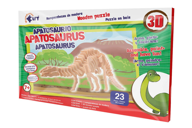 Apatosaurus Dinosaur STEM Brain Teasers 3D Wooden Animal Puzzles