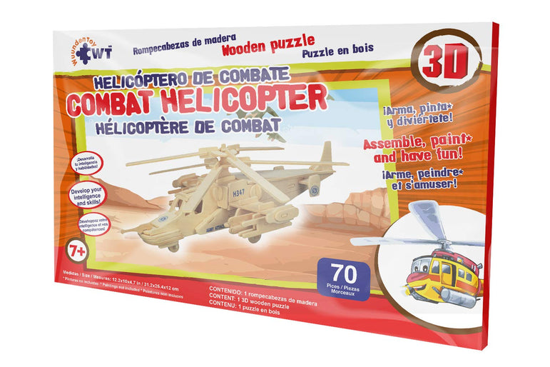 Combat Helicopter Stem Brain Teasers 3D Wooden Animal Puzzles