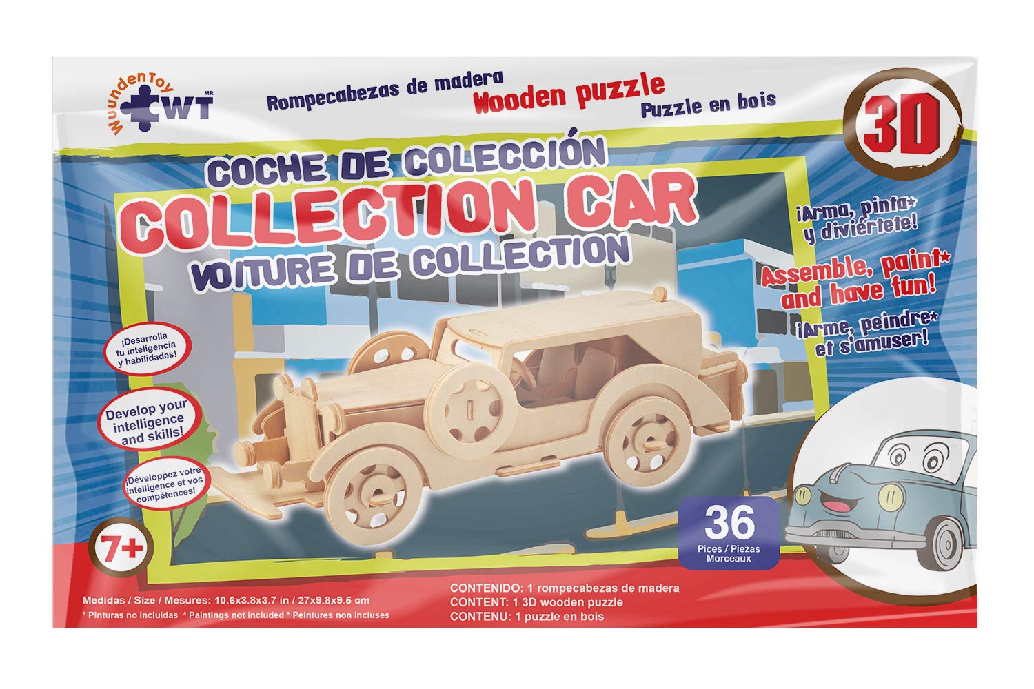 Collection Car Stem Brain Teasers 3D Wooden Animal Puzzles