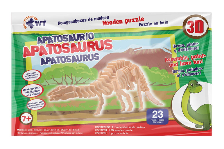 Apatosaurus Dinosaur STEM Brain Teasers 3D Wooden Animal Puzzles