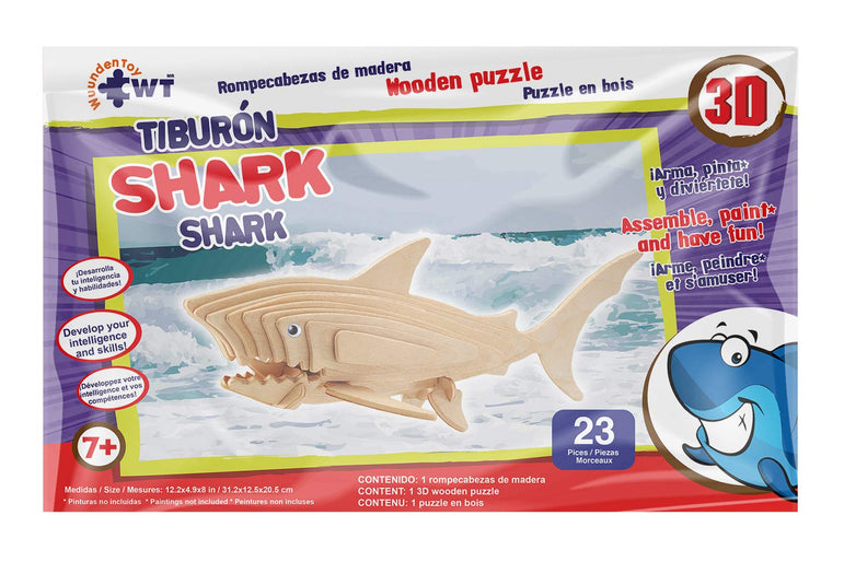 Shark Stem Brain Teasers 3D Wooden Animal Puzzles