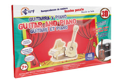 Guitar and Piano Stem Brain Teasers 3D Wooden Puzzles