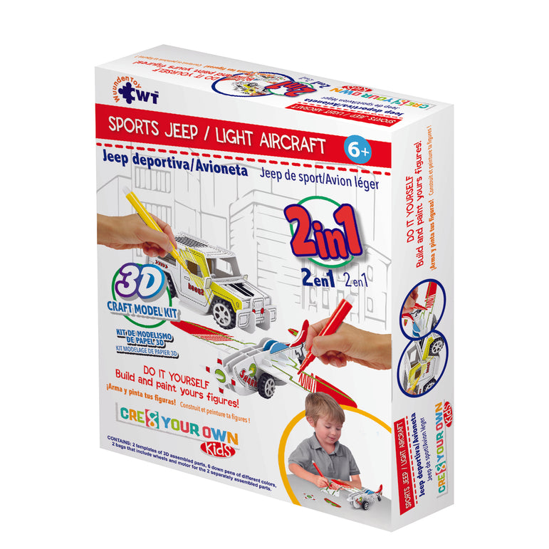 "Sports Jeep & Light Aircraft" Kit 2 In 1 Puzzle Build and Paint