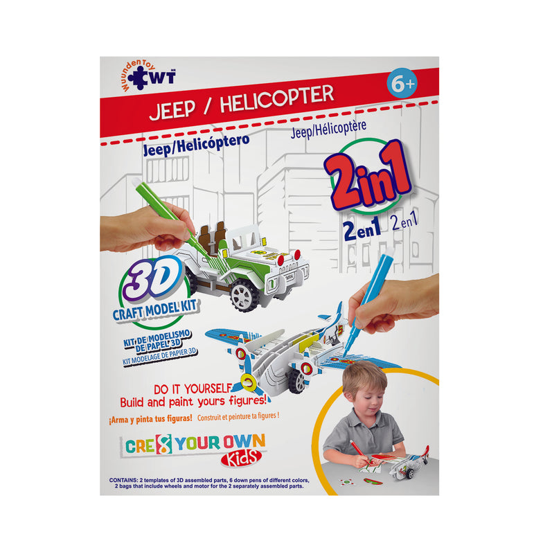 " Jeep & Helicopter" Kit 2 In 1 Puzzle Build and Paint