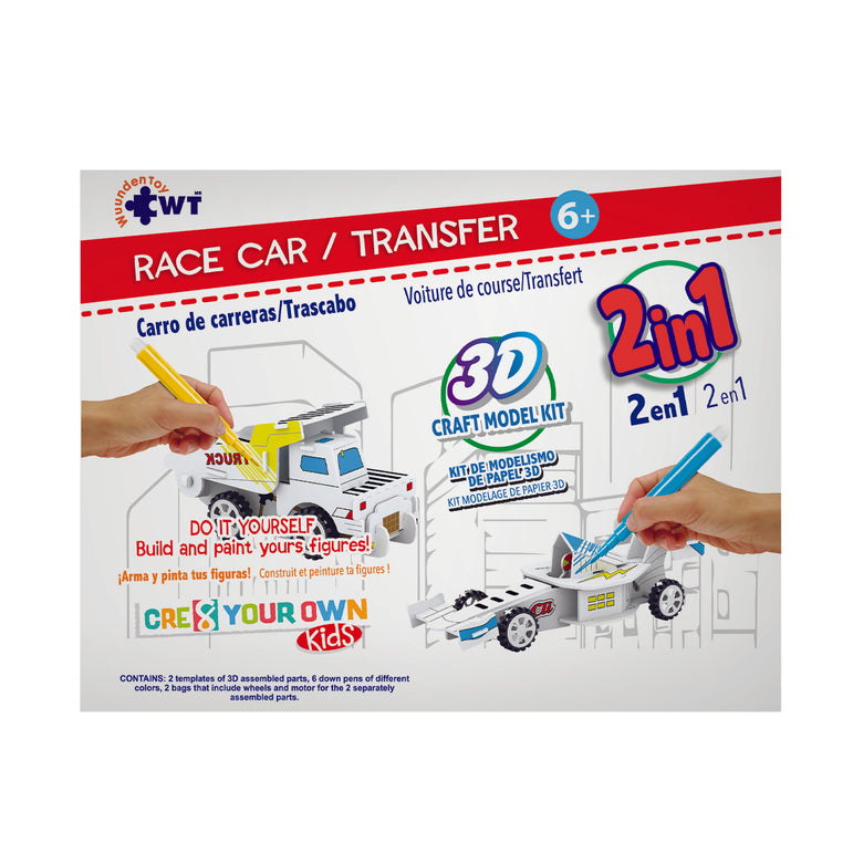 " Race Car & Transfer" Kit 2 In 1 Puzzle Build and Paint