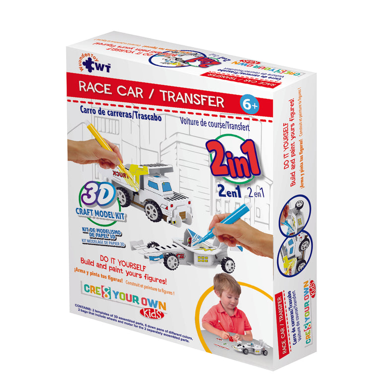 " Race Car & Transfer" Kit 2 In 1 Puzzle Build and Paint