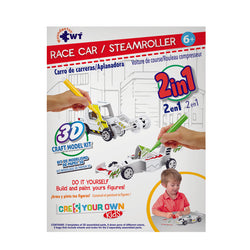 " Race Car & Steamroller" Kit 2 In 1 Puzzle Build and Paint