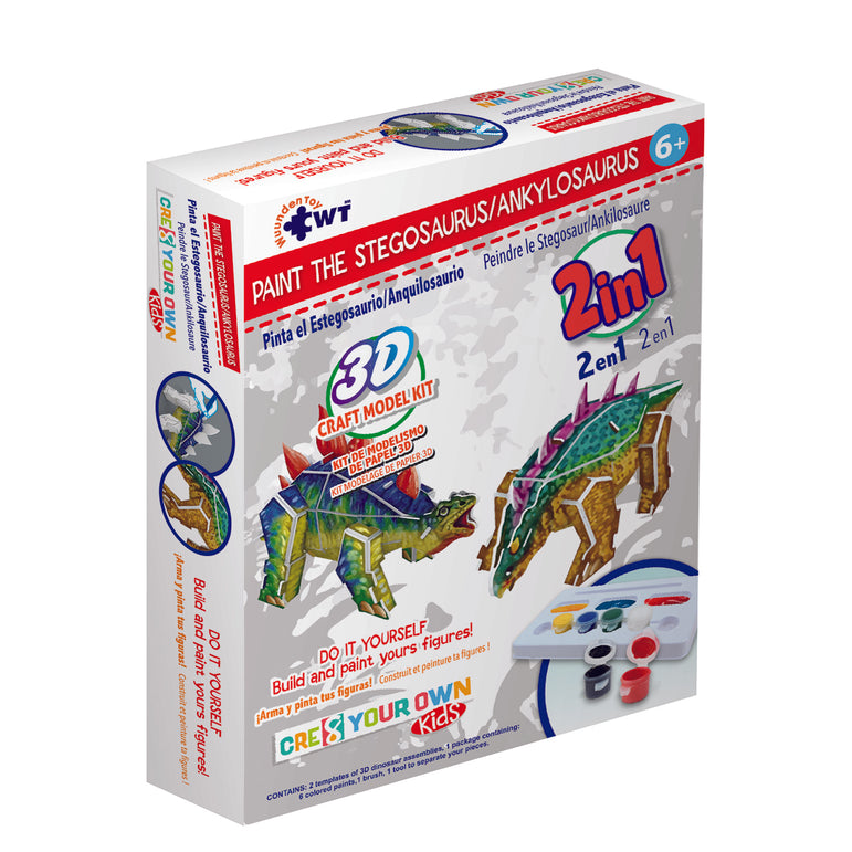 "Stegosaurus & Ankylosaurus" Kit 2 In 1 Puzzle Build and Paint